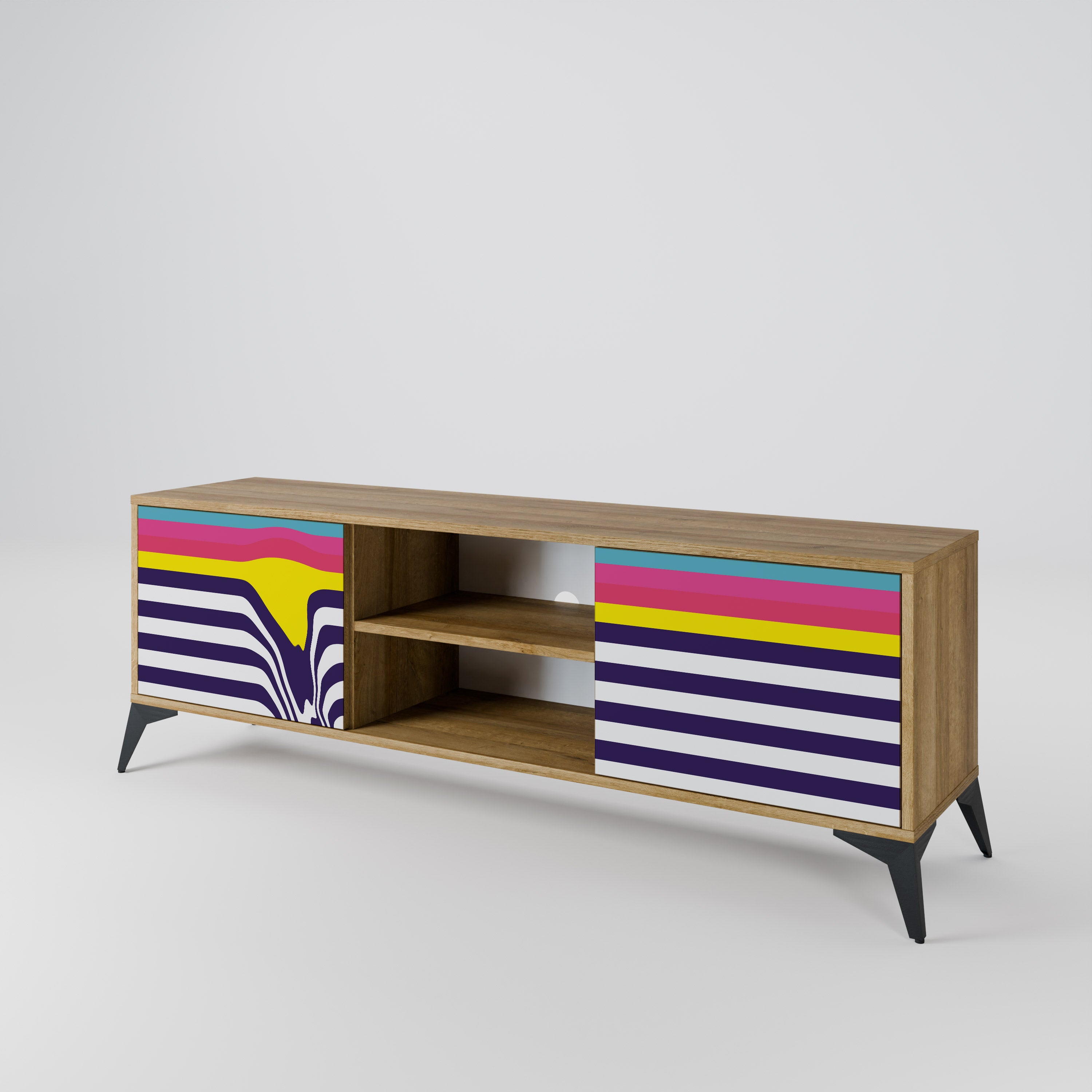 Mueble de TV de 2 puertas COLORFUL DIVERSION con efecto roble