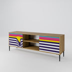 COLORFUL DIVERSION Mueble de TV de 2 Puertas en Efecto Roble