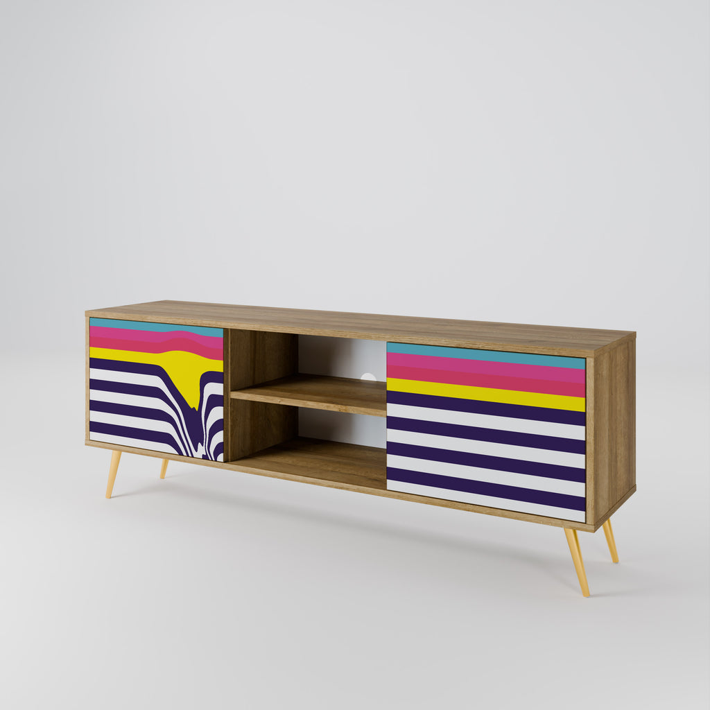 Mueble de TV de 2 puertas COLORFUL DIVERSION con efecto roble
