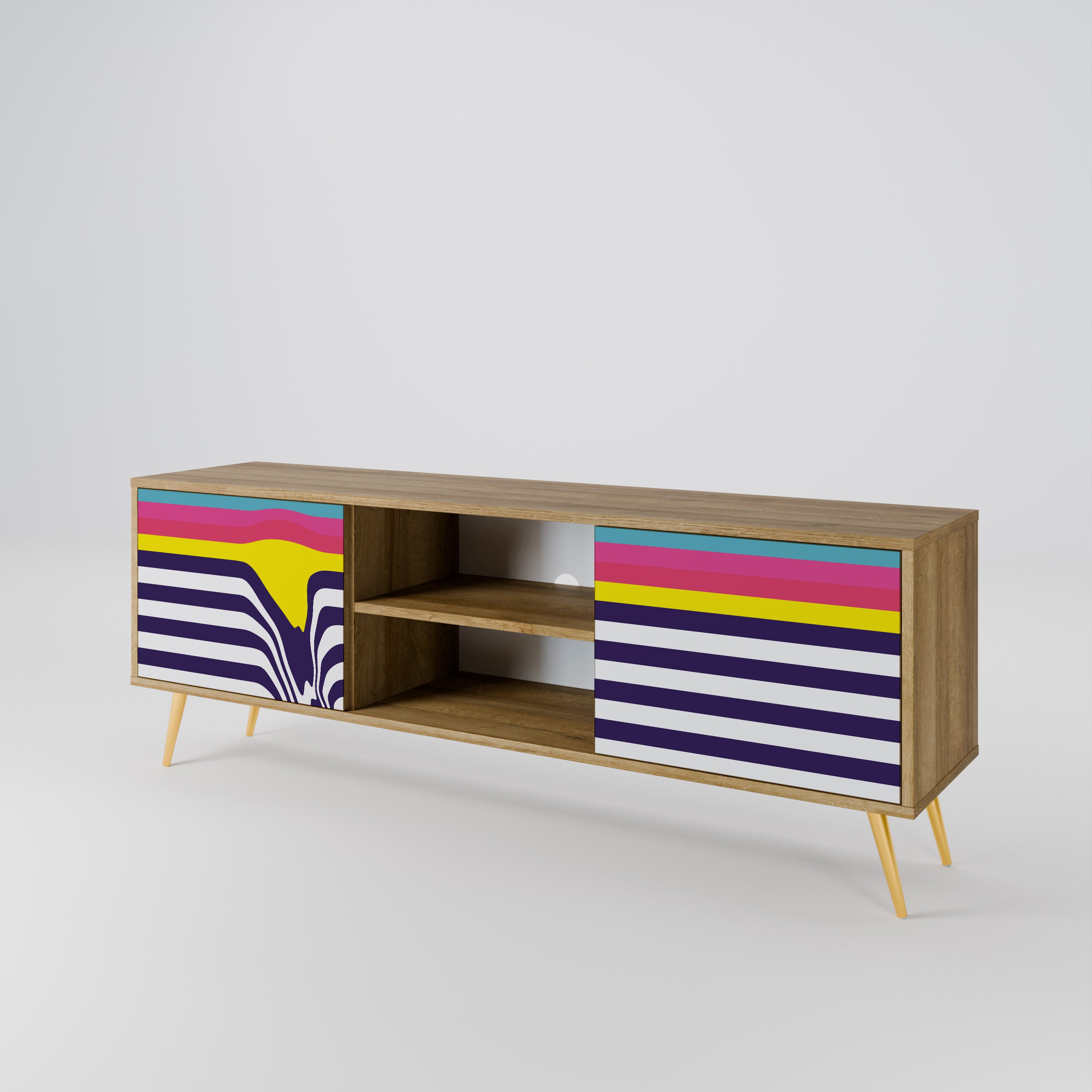 Mueble de TV de 2 puertas COLORFUL DIVERSION con efecto roble