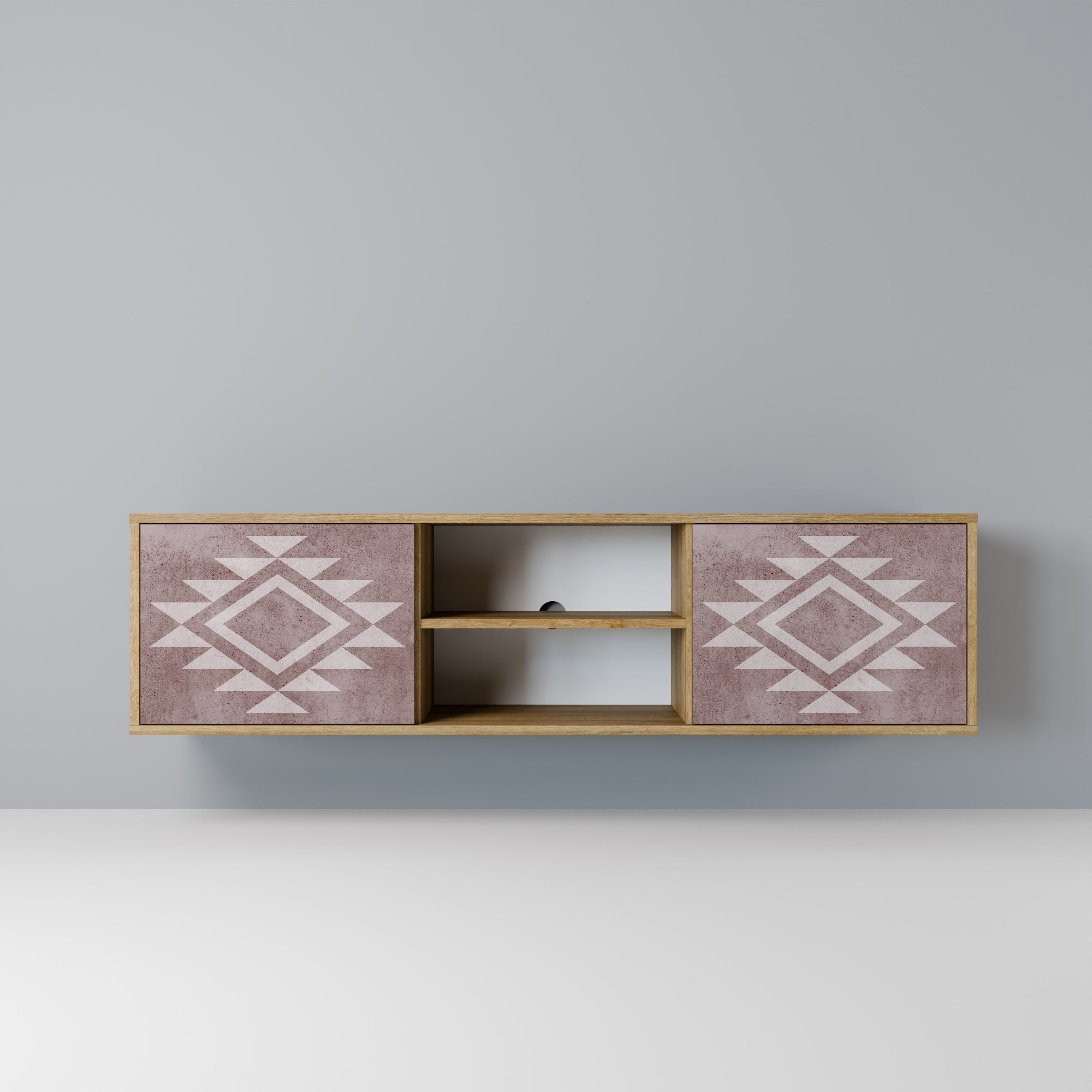 Mueble de TV MARVEL MOSAIC de 2 puertas con efecto roble