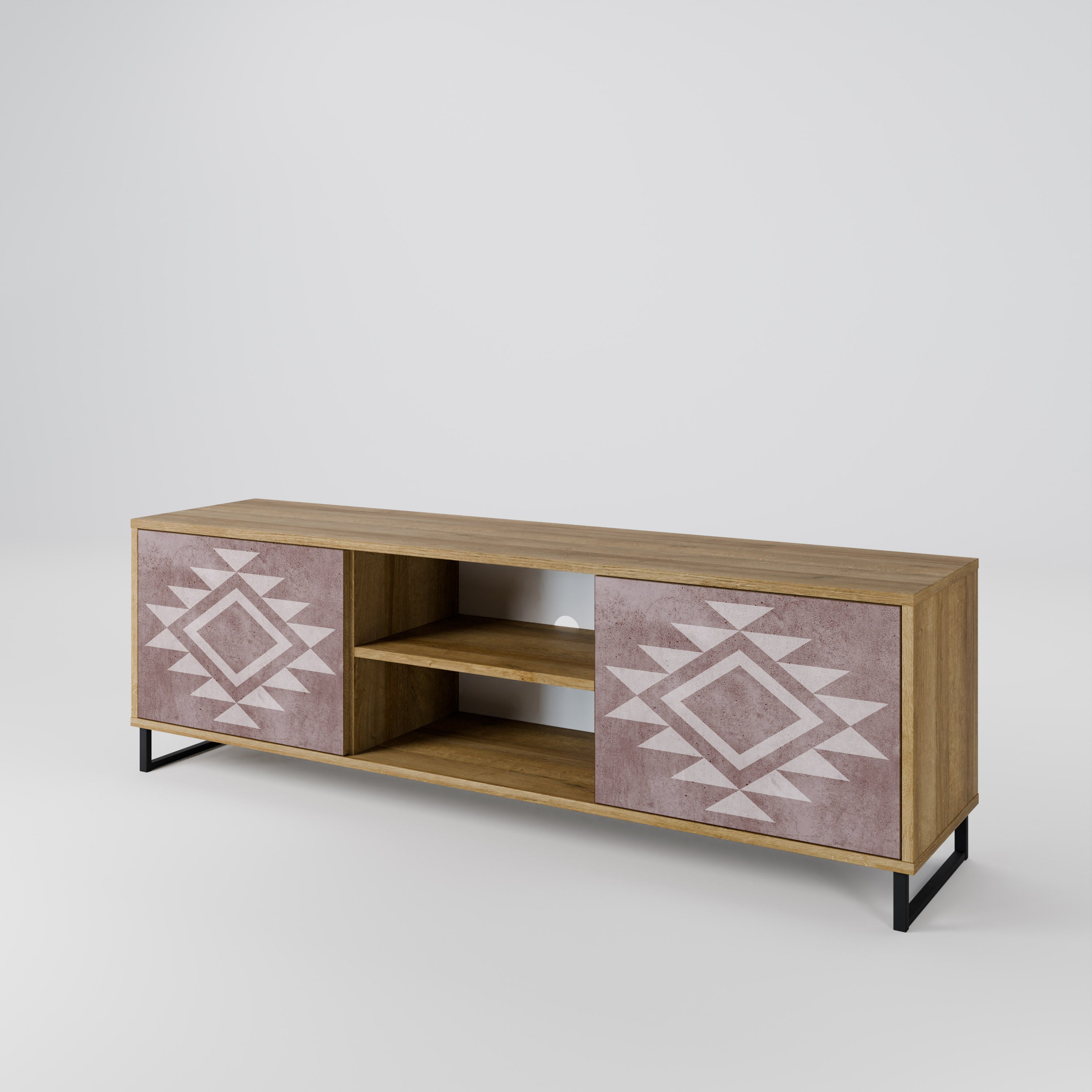 Mueble de TV MARVEL MOSAIC de 2 puertas con efecto roble