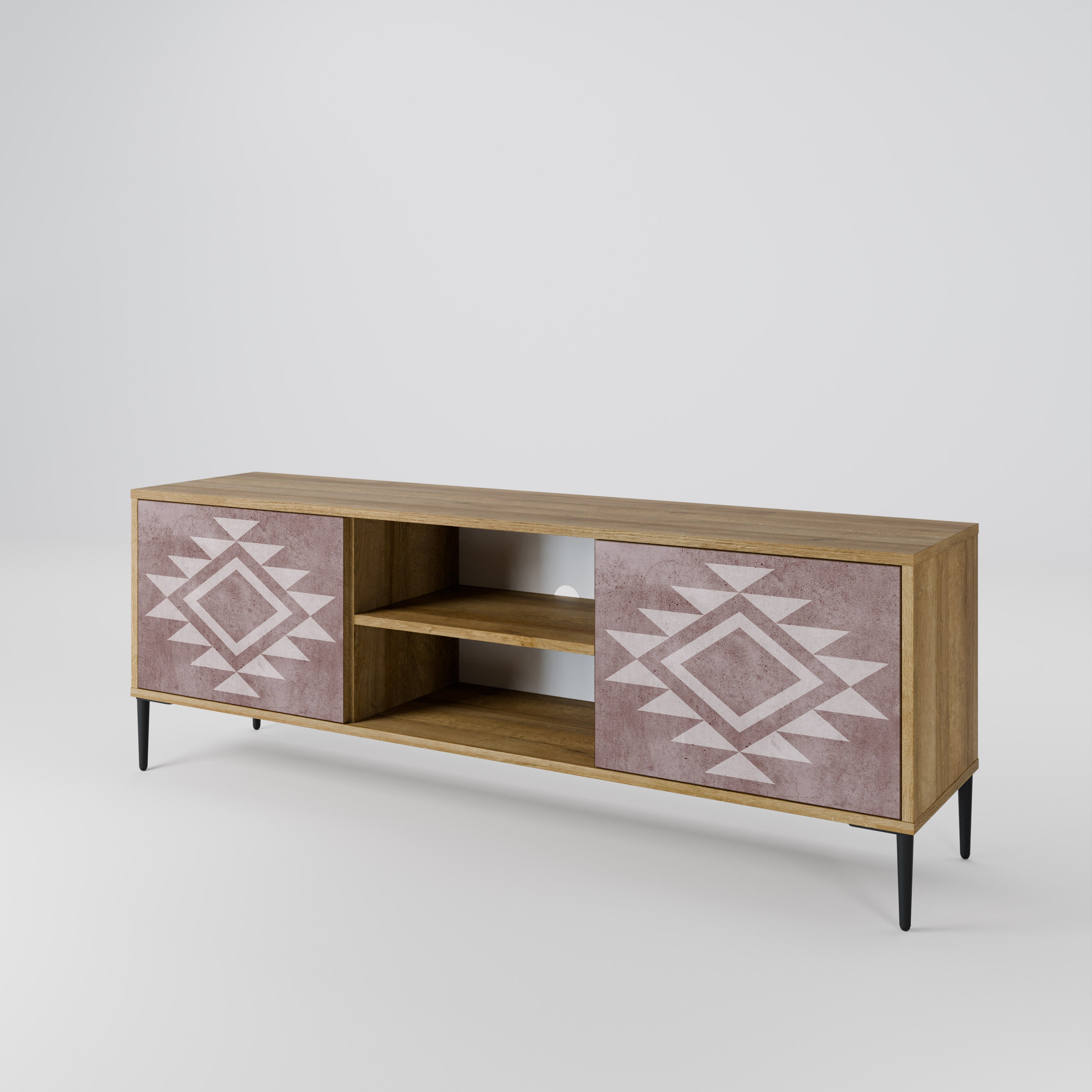 Mueble de TV MARVEL MOSAIC de 2 puertas con efecto roble