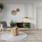 THE LABYRINTH OF GOLD Mueble de TV de 2 Puertas en Efecto Roble