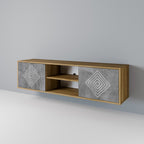 POLYGONAL ARTISTRY 2-Door TV Stand in Oak Effect