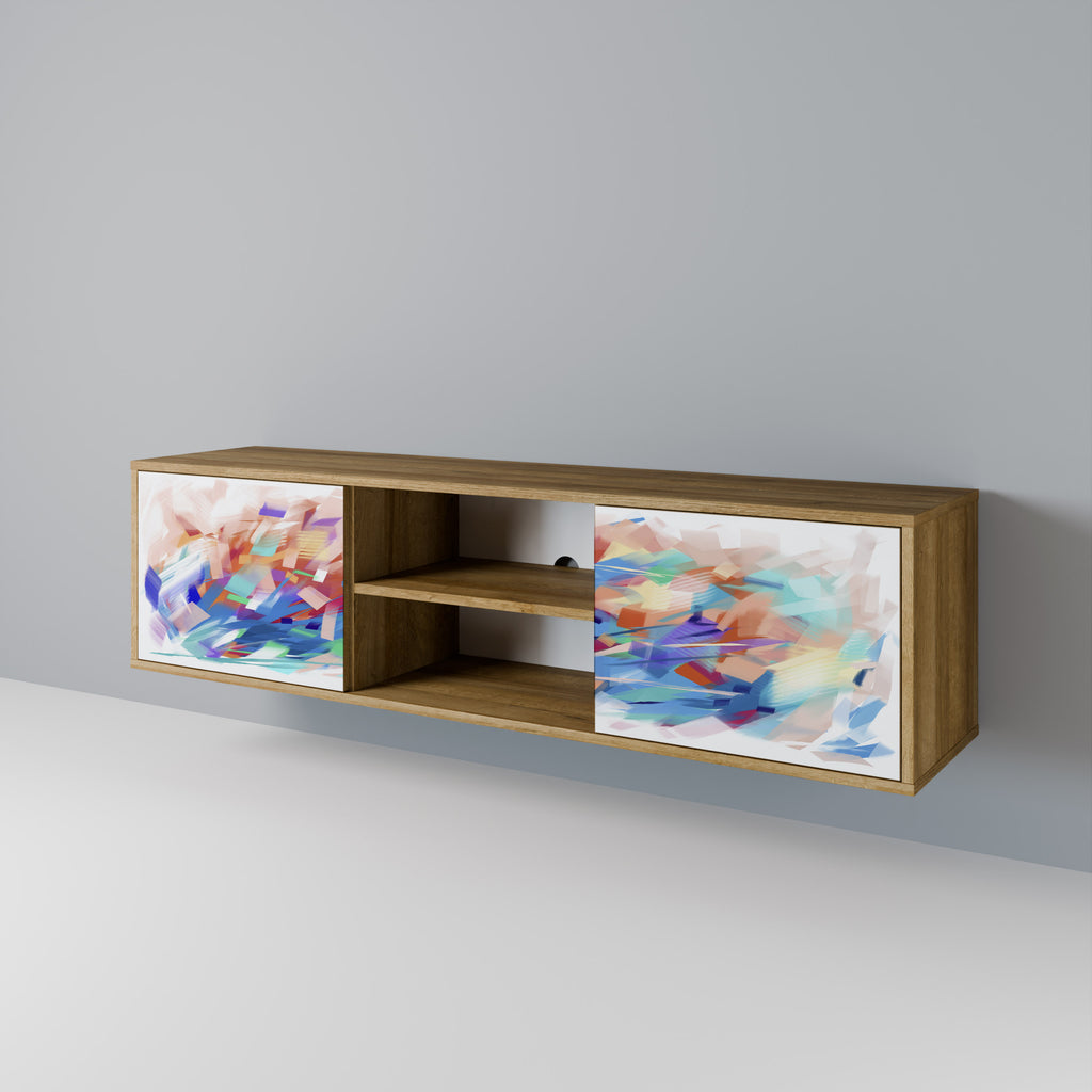 Mueble de TV de 2 puertas FINESSE MASH-UP con efecto roble