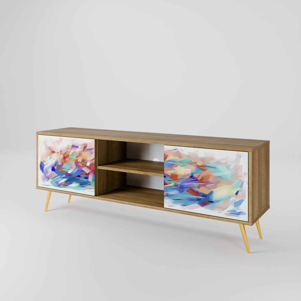 Mueble de TV de 2 puertas FINESSE MASH-UP con efecto roble