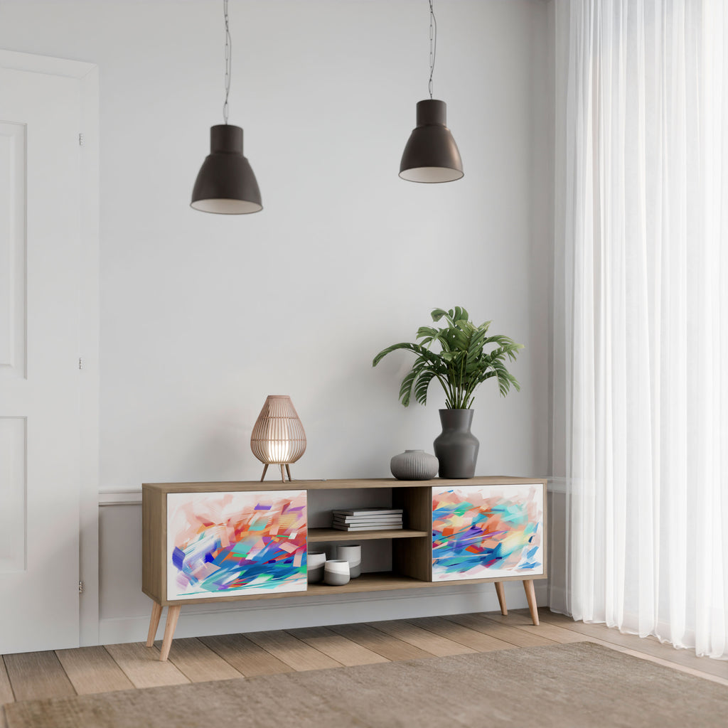 Mueble de TV de 2 puertas FINESSE MASH-UP con efecto roble
