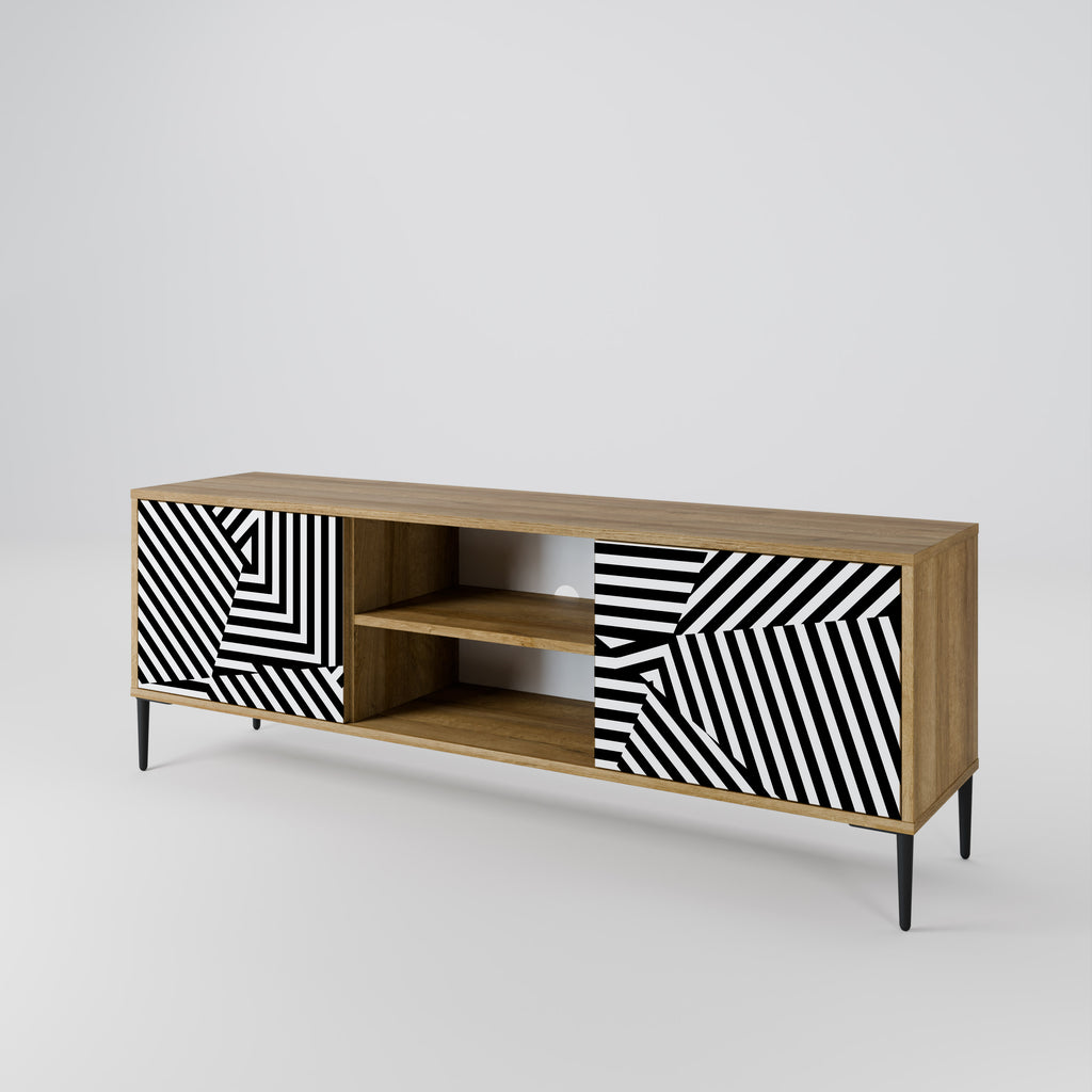 Mueble de TV ILLUSIONARY LATTICE de 2 puertas con efecto roble