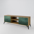 TESSELATED GREENERY Mueble de TV de 2 Puertas en Efecto Roble