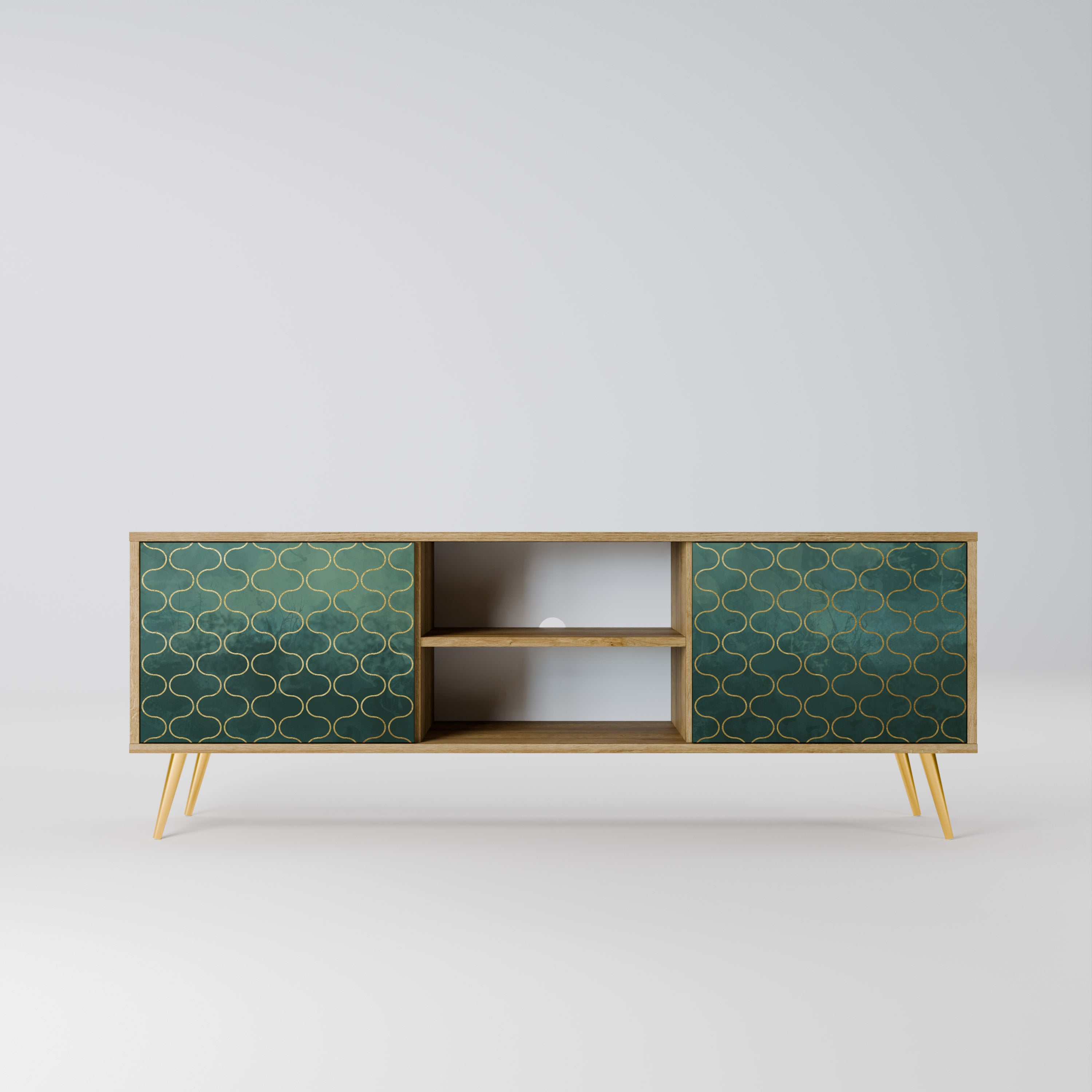 Mueble de TV de 2 puertas TESSELATED GREENERY con efecto roble