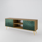 TESSELATED GREENERY Mueble de TV de 2 Puertas en Efecto Roble