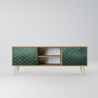 TESSELATED GREENERY Mueble de TV de 2 Puertas en Efecto Roble