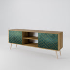TESSELATED GREENERY Mueble de TV de 2 Puertas en Efecto Roble