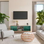 TESSELATED GREENERY Mueble de TV de 2 Puertas en Efecto Roble