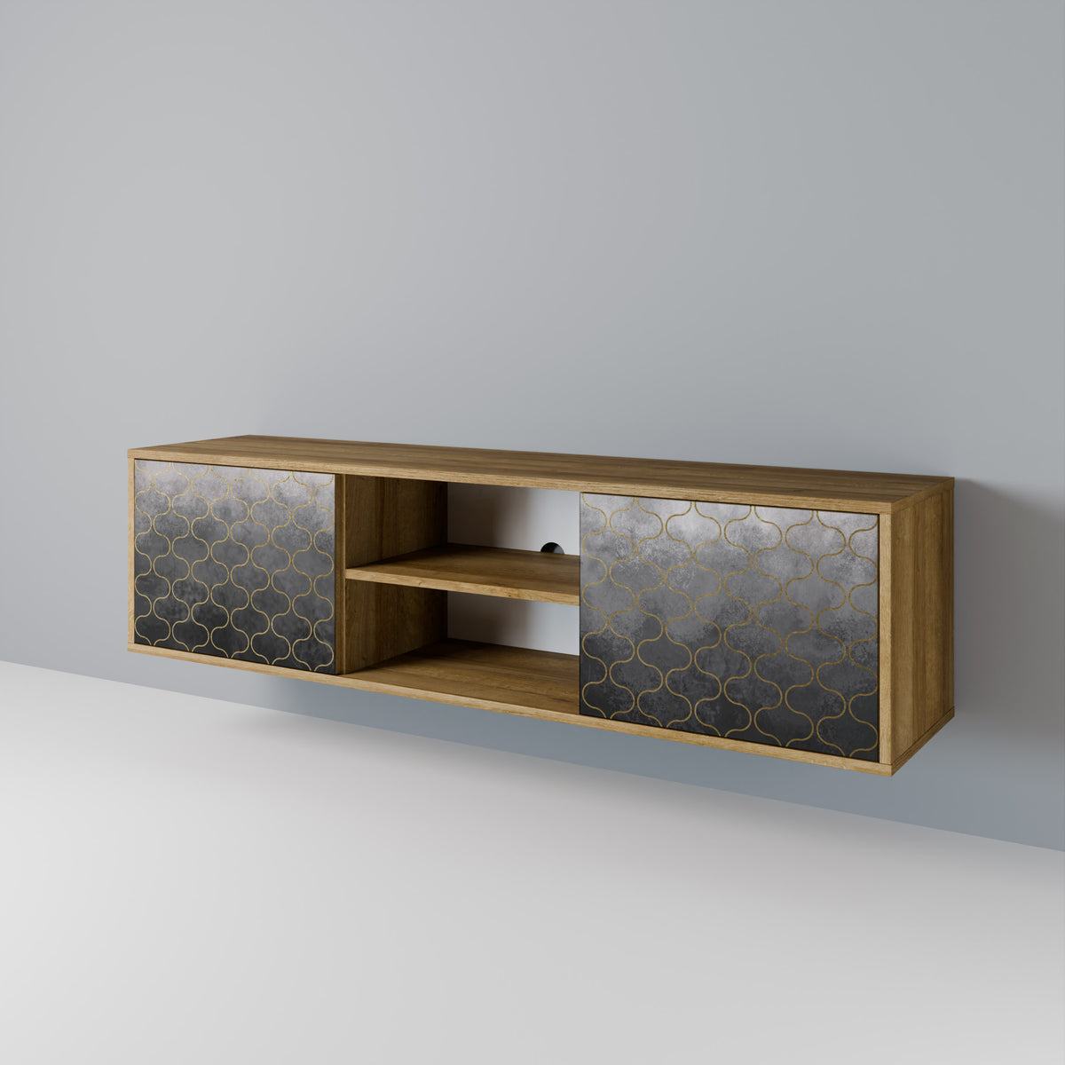 TESSELATED GRAYISH Mueble de TV de 2 Puertas