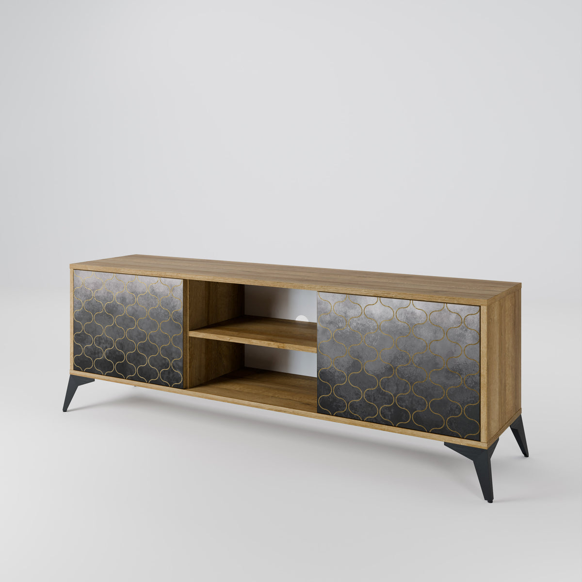 TESSELATED GRAYISH Mueble de TV de 2 Puertas