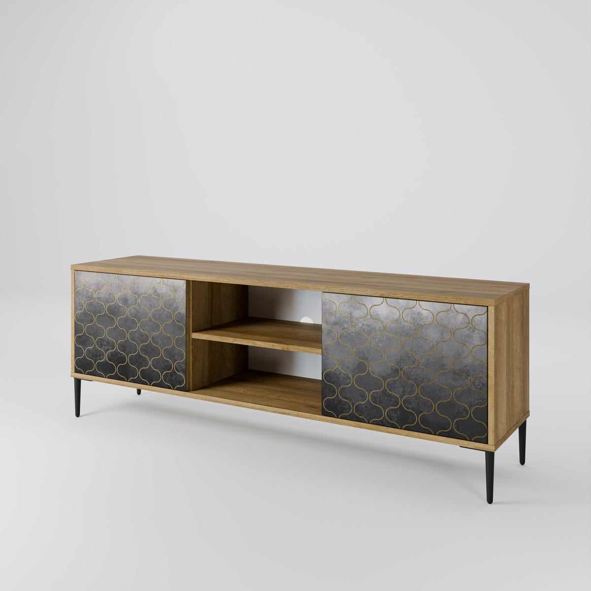 TESSELATED GRAYISH Mueble de TV de 2 Puertas