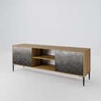 TESSELATED GRAYISH Mueble de TV de 2 Puertas en Efecto Roble