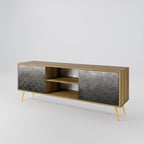 TESSELATED GRAYISH Mueble de TV de 2 Puertas en Efecto Roble