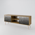 TESSELATED GRAYISH Mueble de TV de 2 Puertas en Efecto Roble