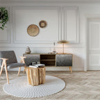 TESSELATED GRAYISH Mueble de TV de 2 Puertas en Efecto Roble