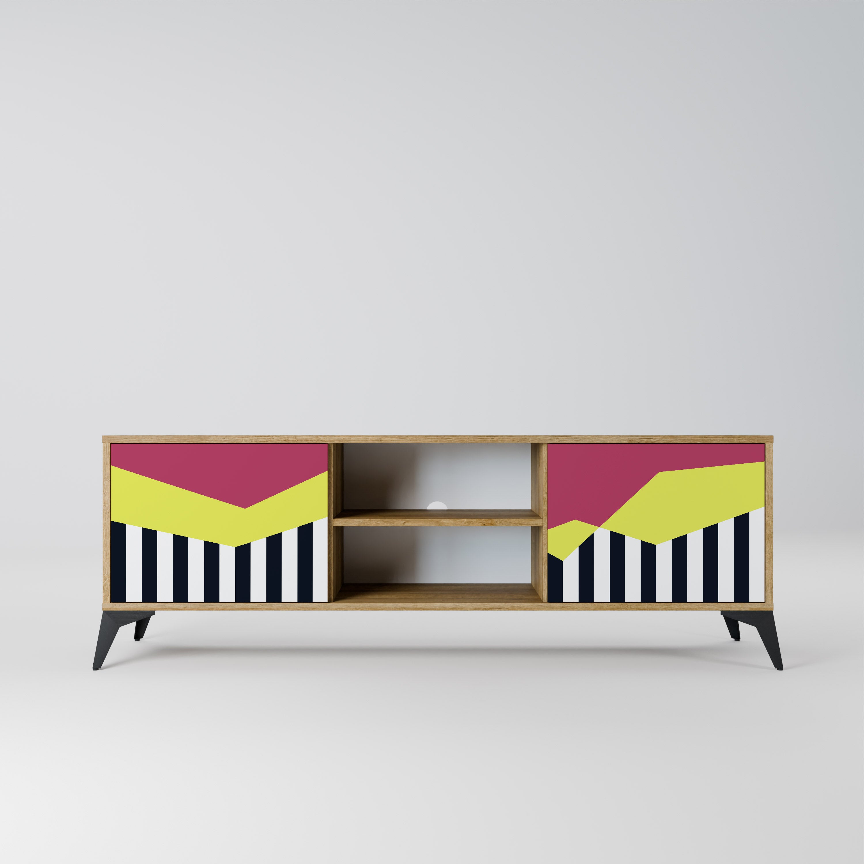Mueble de TV PIANO FANTASY de 2 puertas con efecto roble