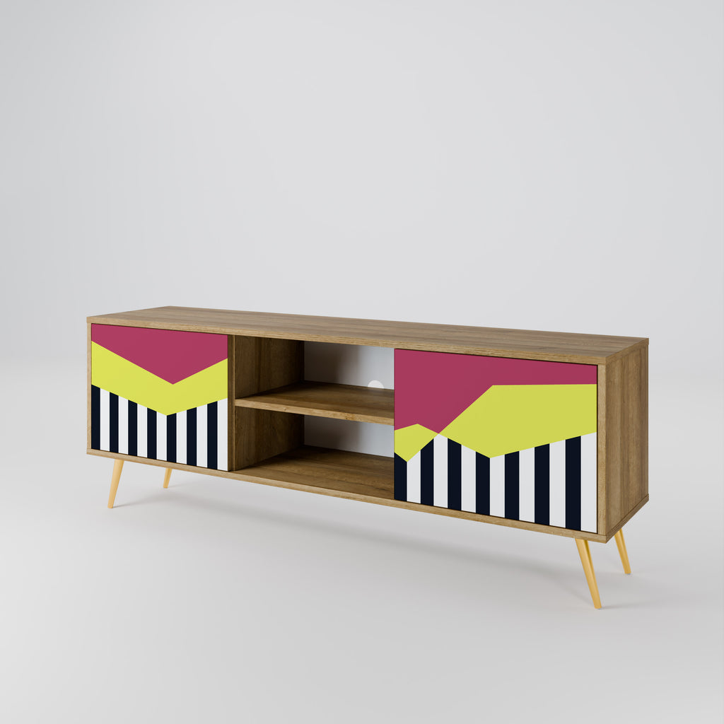 Mueble de TV PIANO FANTASY de 2 puertas con efecto roble