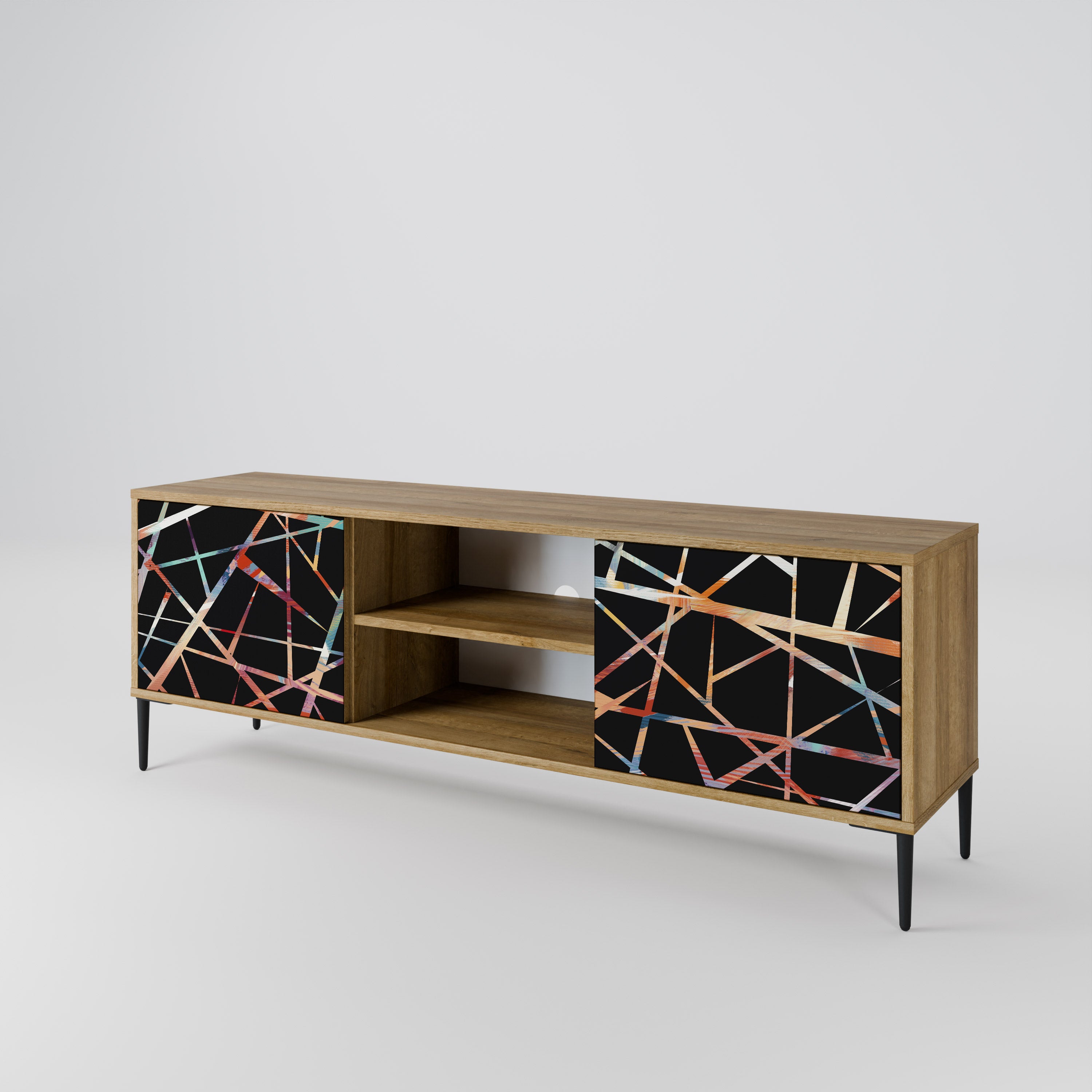 Mueble de TV de 2 puertas POLYGON VERVE con efecto roble