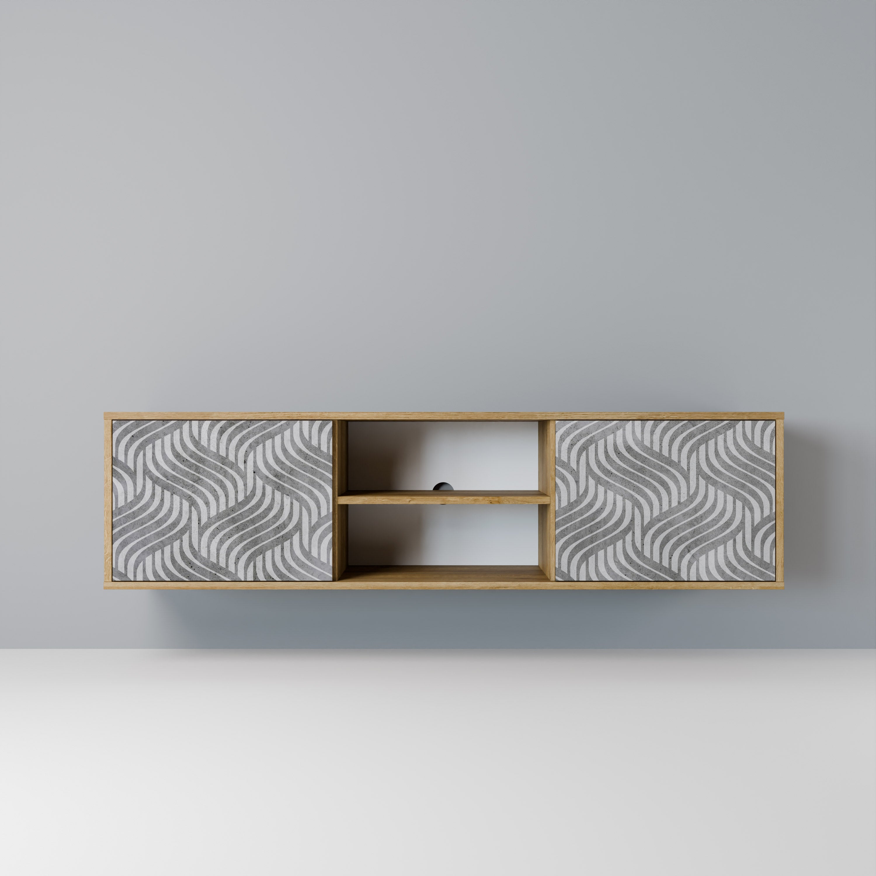 Mueble de TV de 2 puertas CONCRETE MOVEMENT con efecto roble