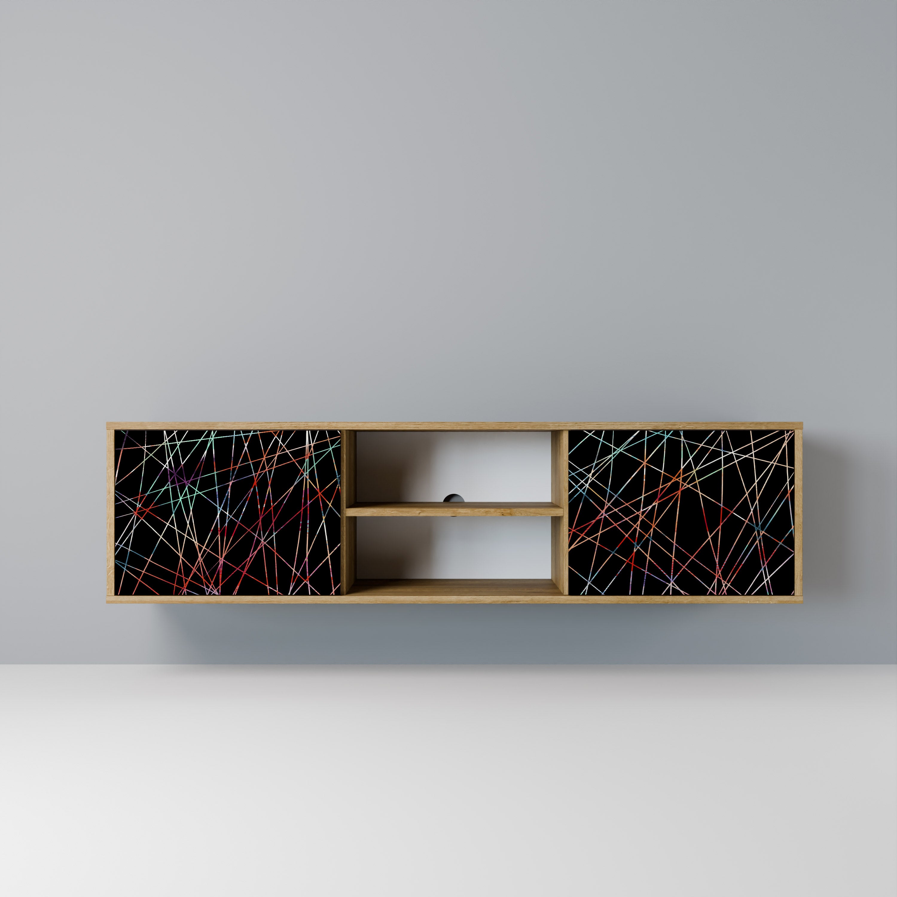 Mueble de TV LUMINOUS SNARE de 2 puertas con efecto roble