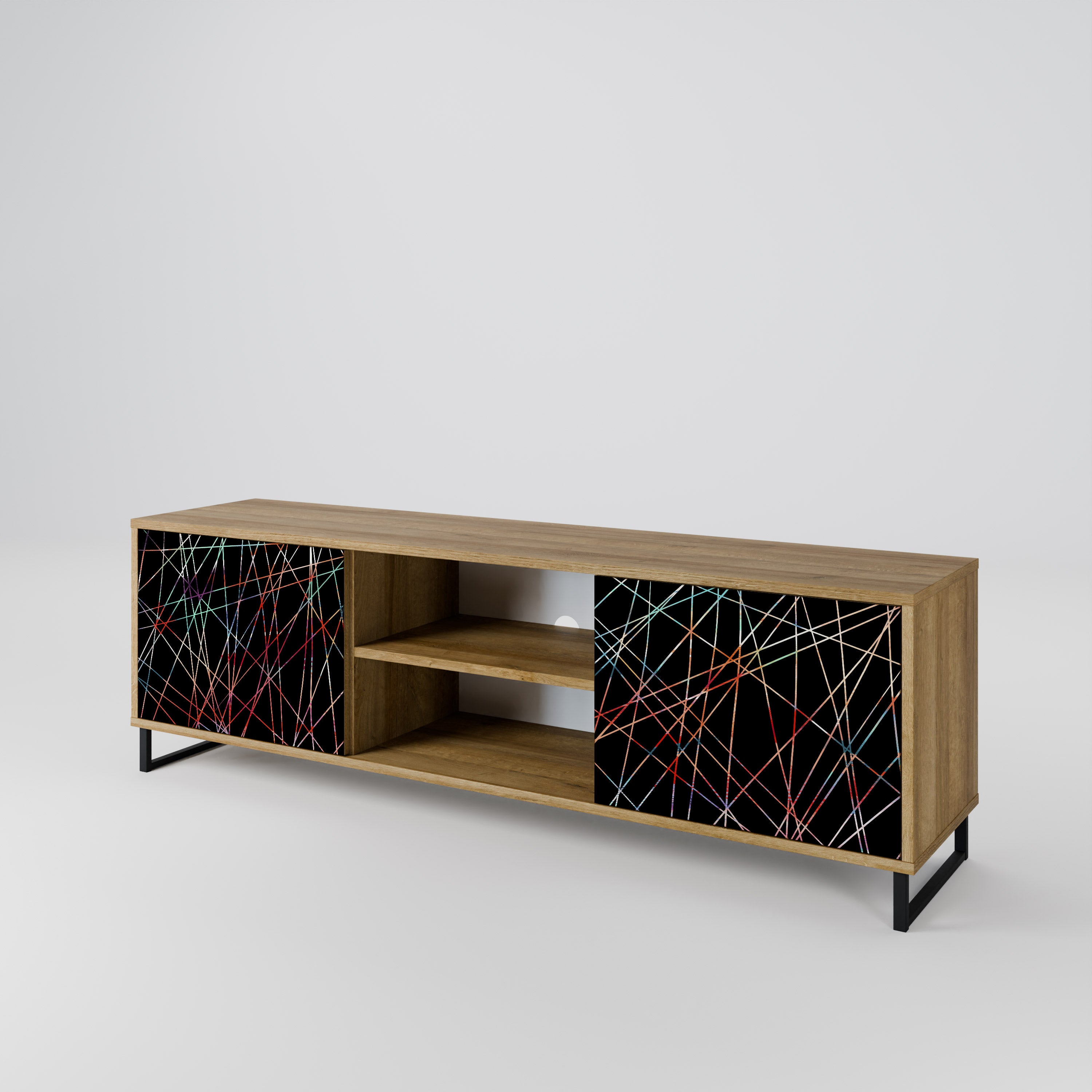 Mueble de TV LUMINOUS SNARE de 2 puertas con efecto roble