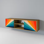 PRISM CONCUSSION Mueble de TV de 2 Puertas en Efecto Roble