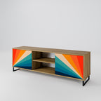 PRISM CONCUSSION Mueble de TV de 2 Puertas en Efecto Roble