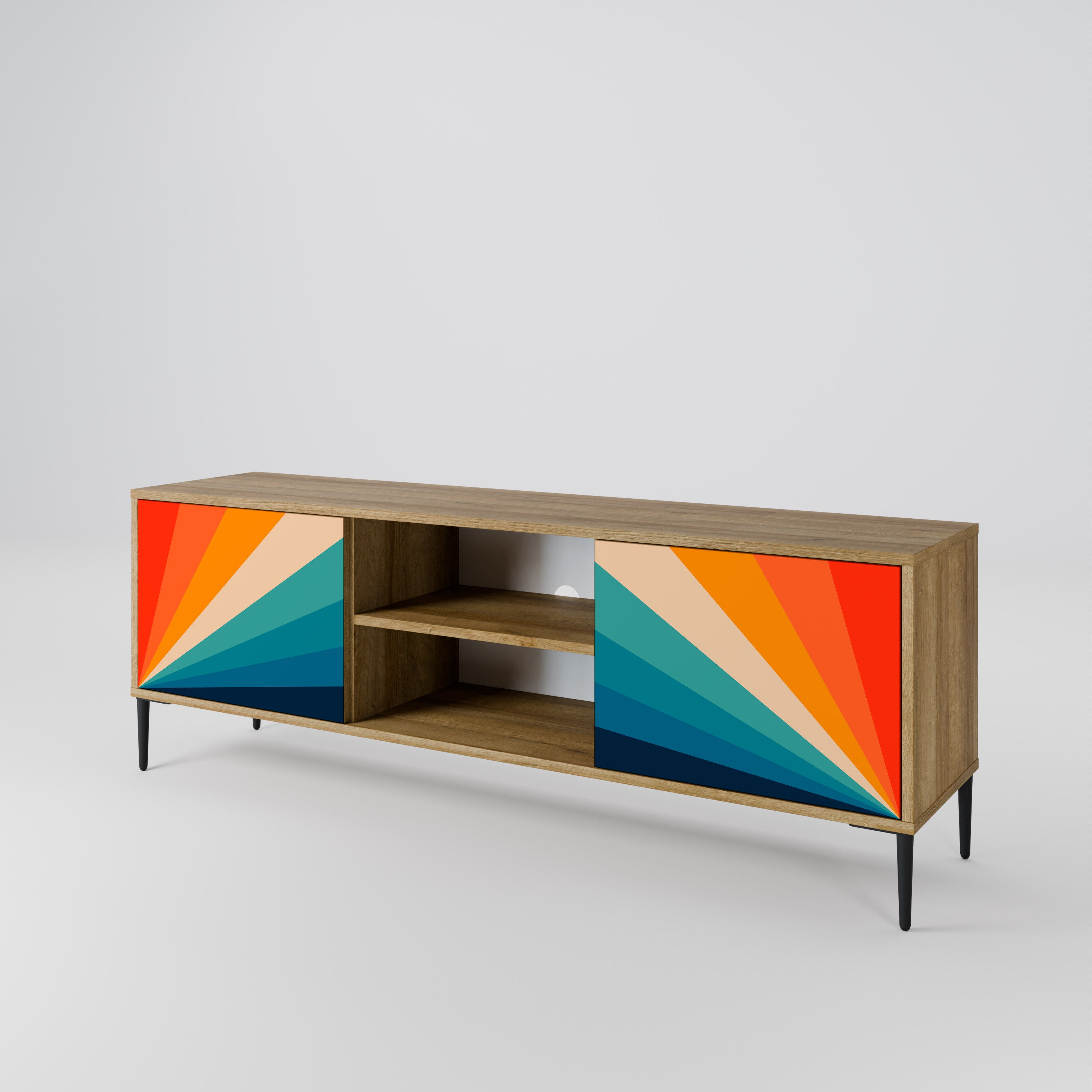 Mueble de TV PRISM CONCUSSION de 2 puertas con efecto roble
