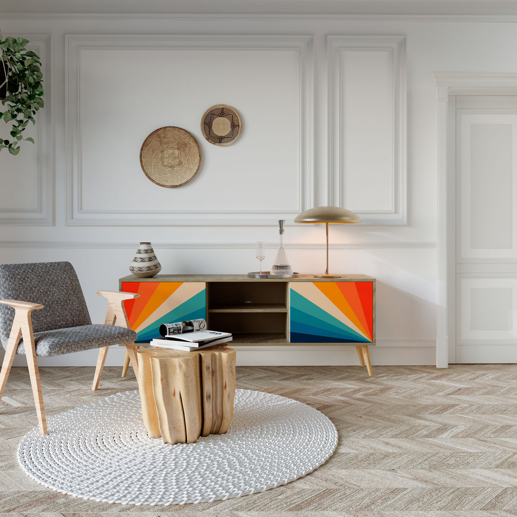 Mueble de TV PRISM CONCUSSION de 2 puertas con efecto roble