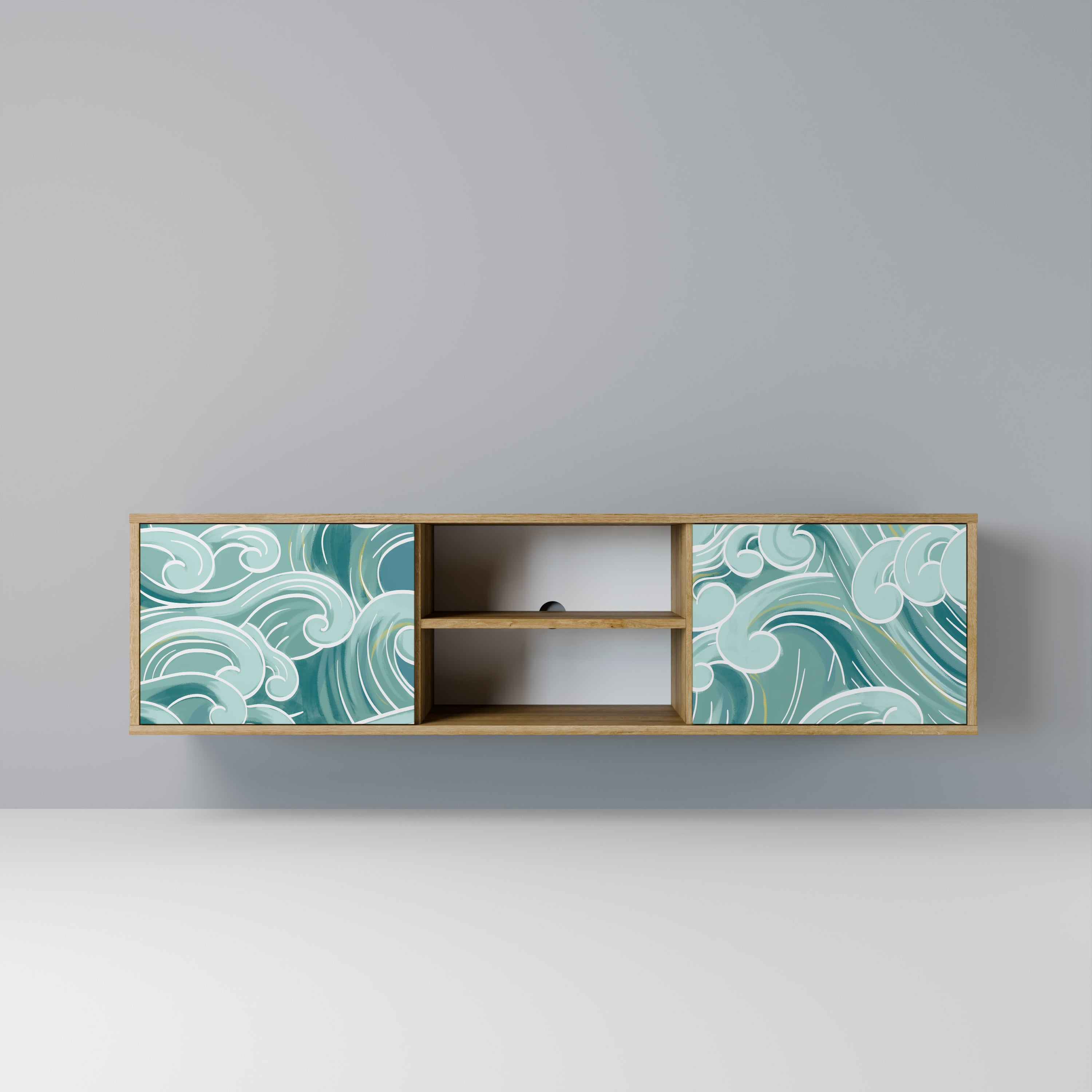 Mueble de TV ASIAN SWAY de 2 puertas con efecto roble