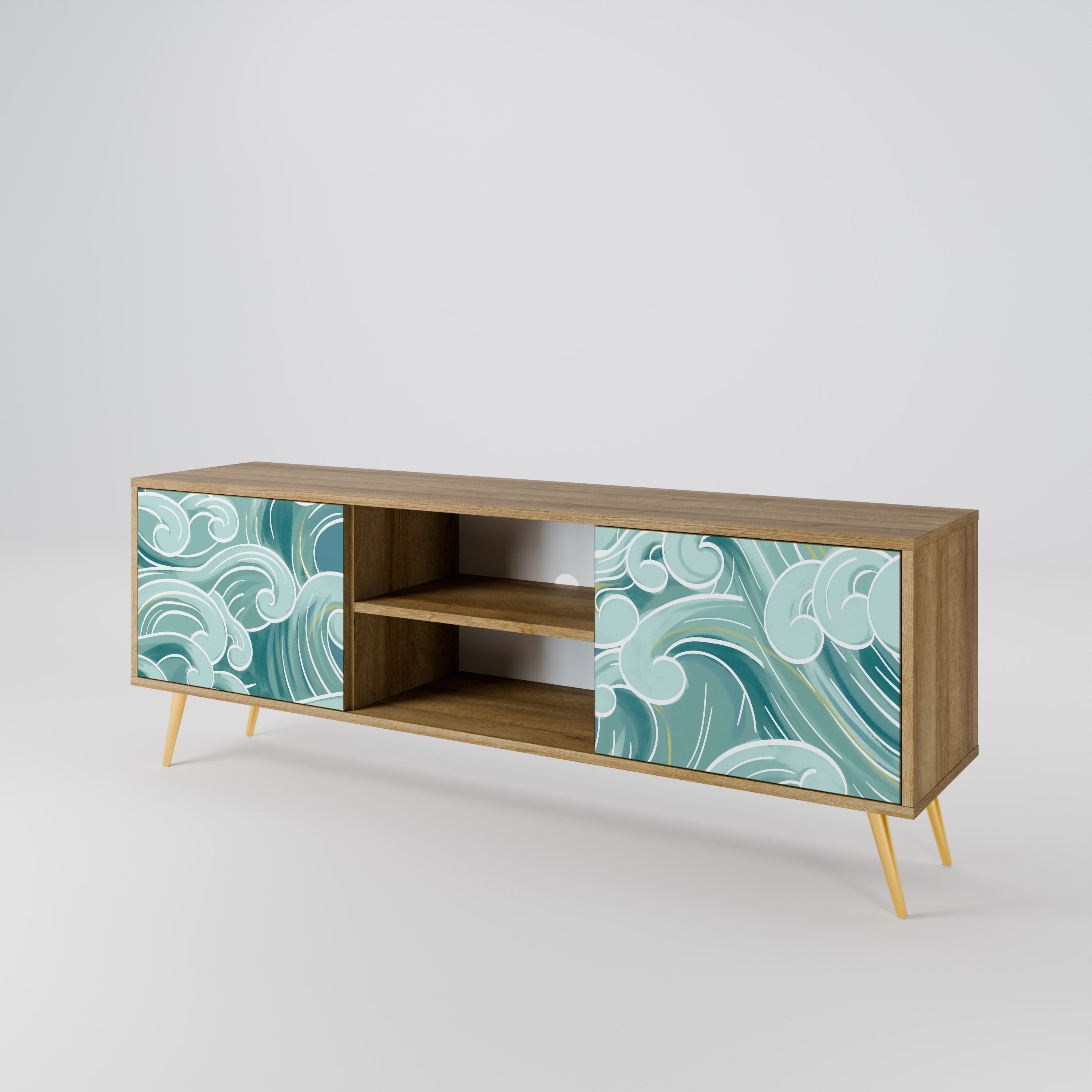 Mueble de TV ASIAN SWAY de 2 puertas con efecto roble