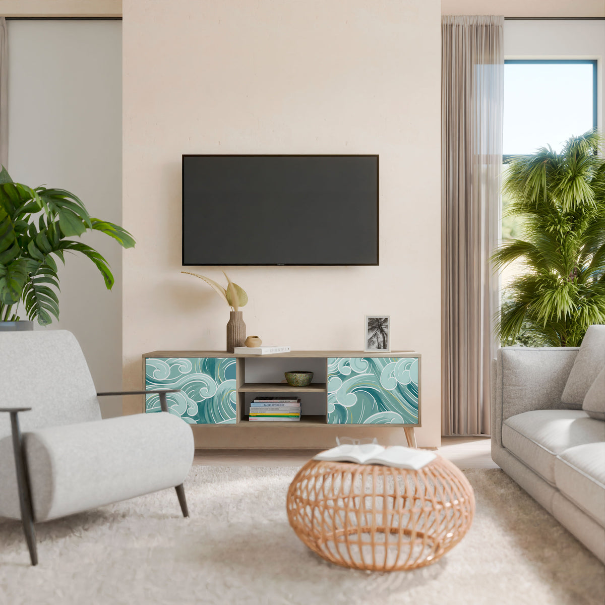 ASIAN SWAY Mueble de TV de 2 Puertas
