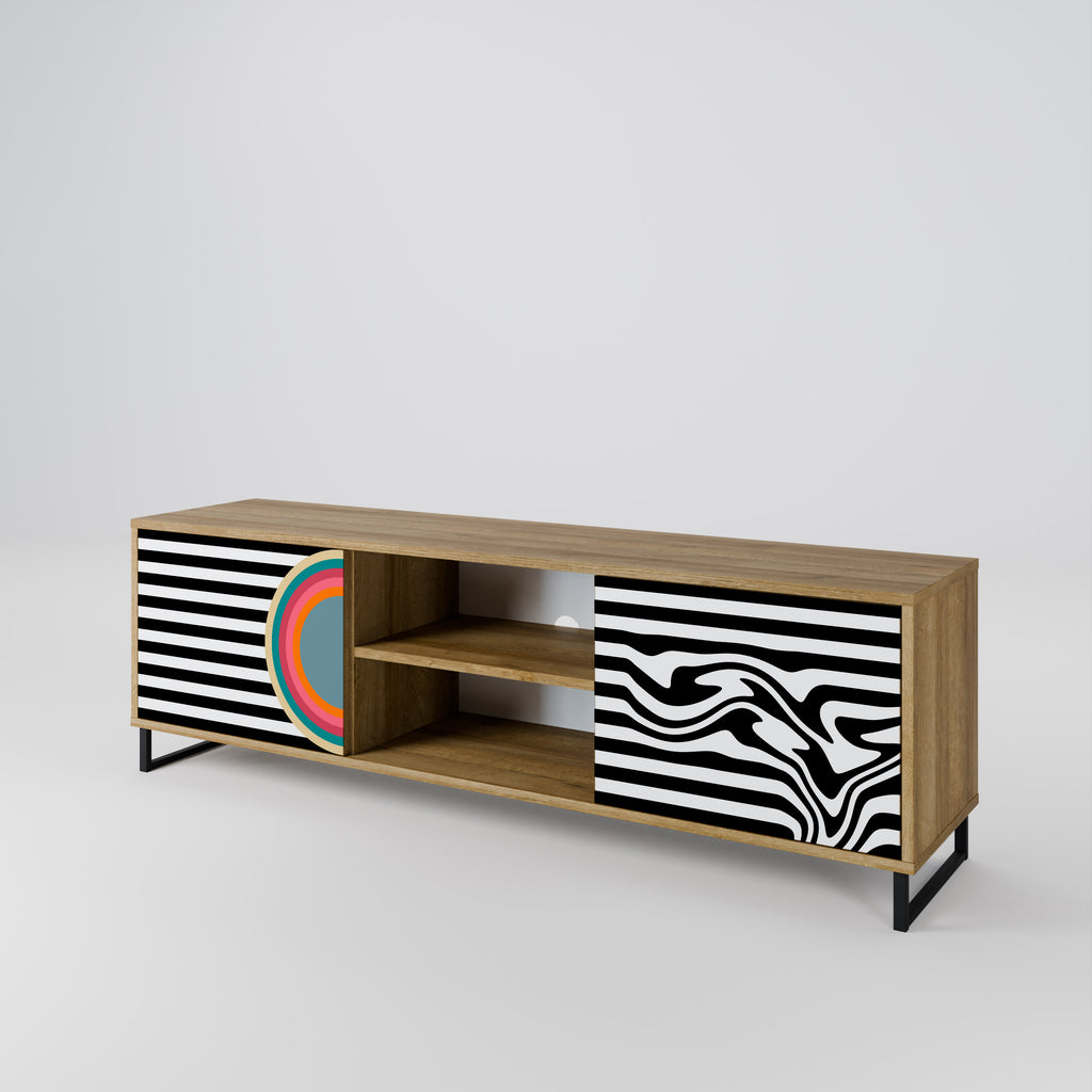 Mueble de TV de 2 puertas SPECTRA SHOWCASE con efecto roble