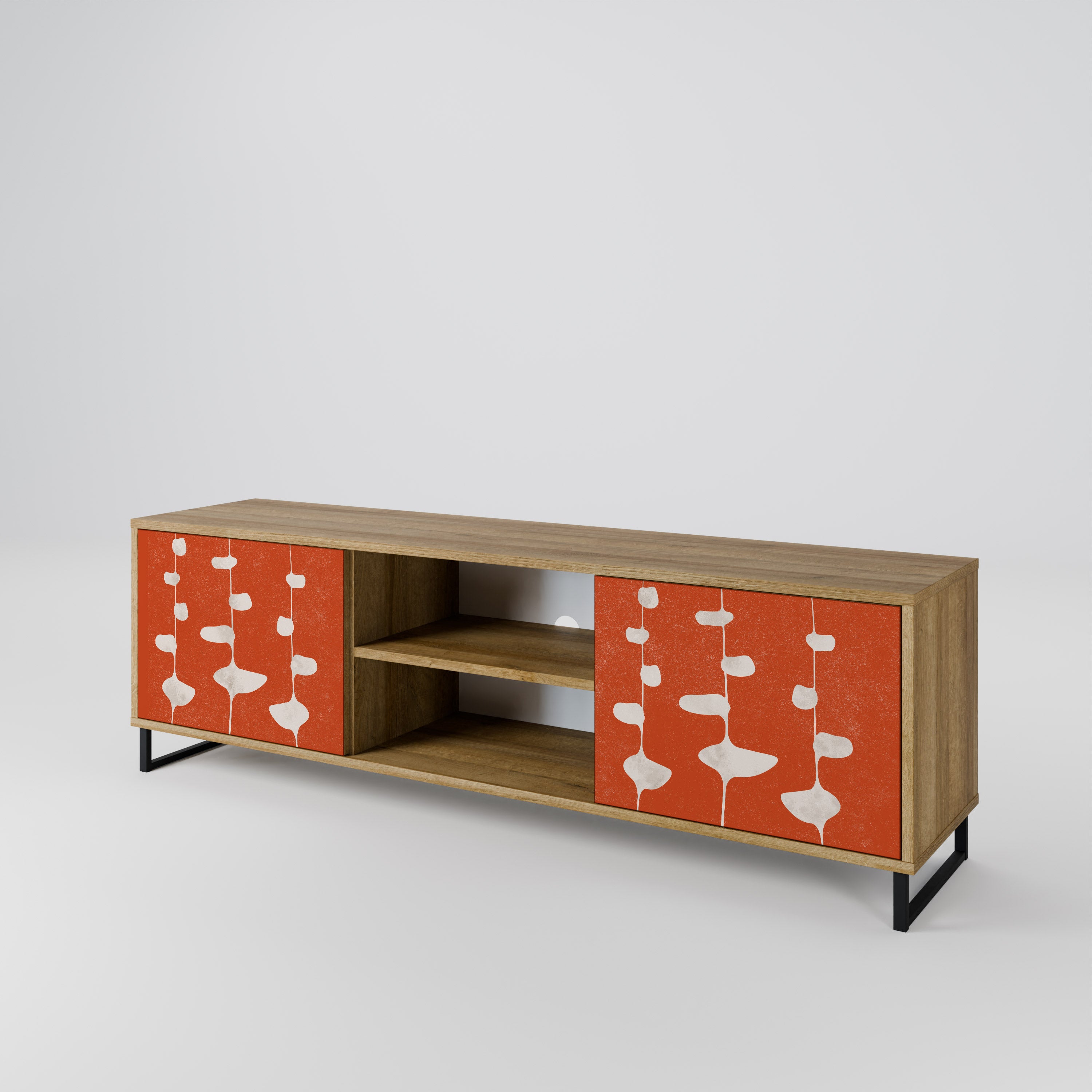 Mueble de TV de 2 puertas COURAGE MOLD con efecto roble