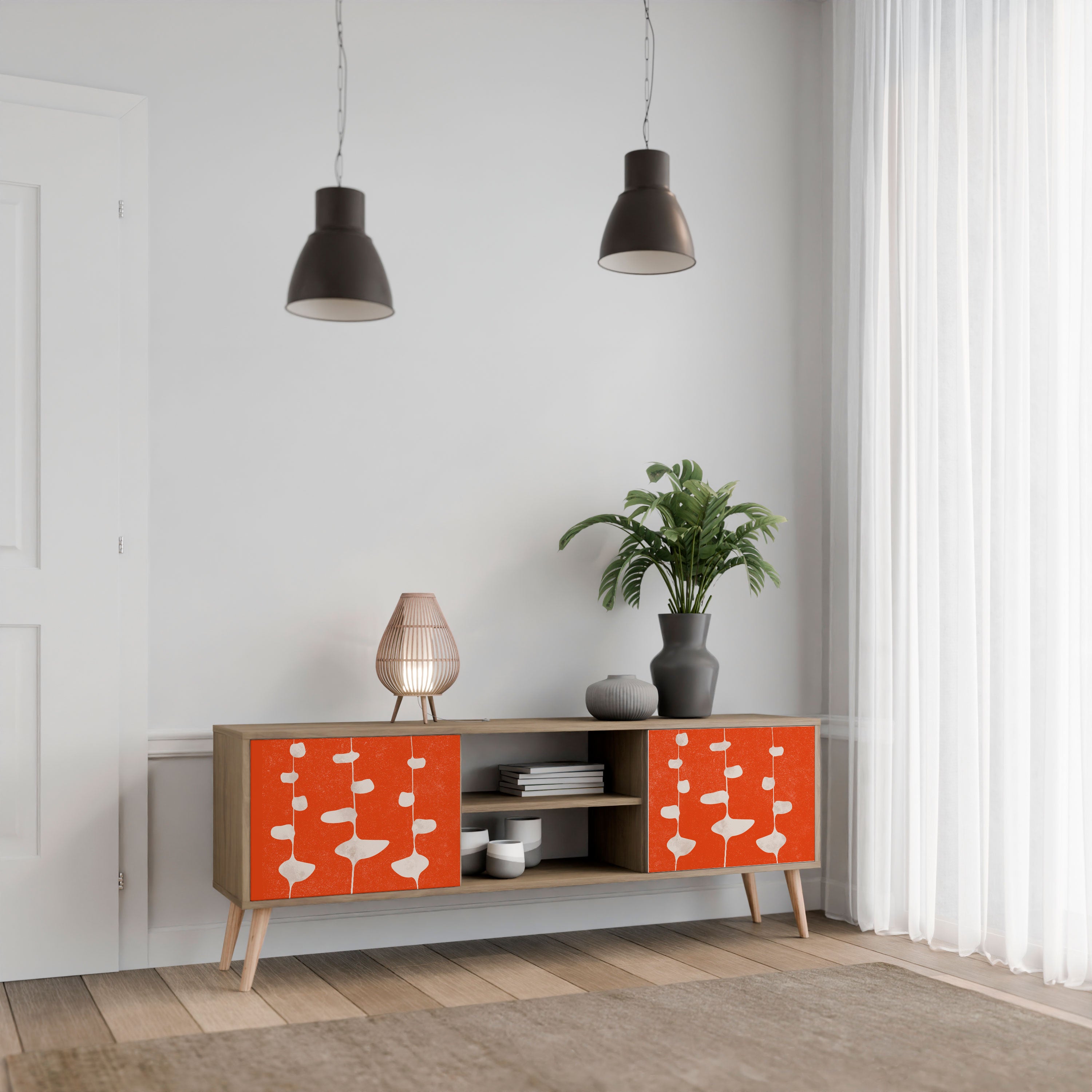 Mueble de TV de 2 puertas COURAGE MOLD con efecto roble