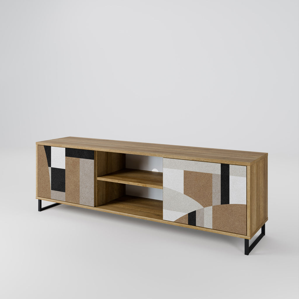 Mueble de TV de 2 puertas DELICATE MEMENTO con efecto roble