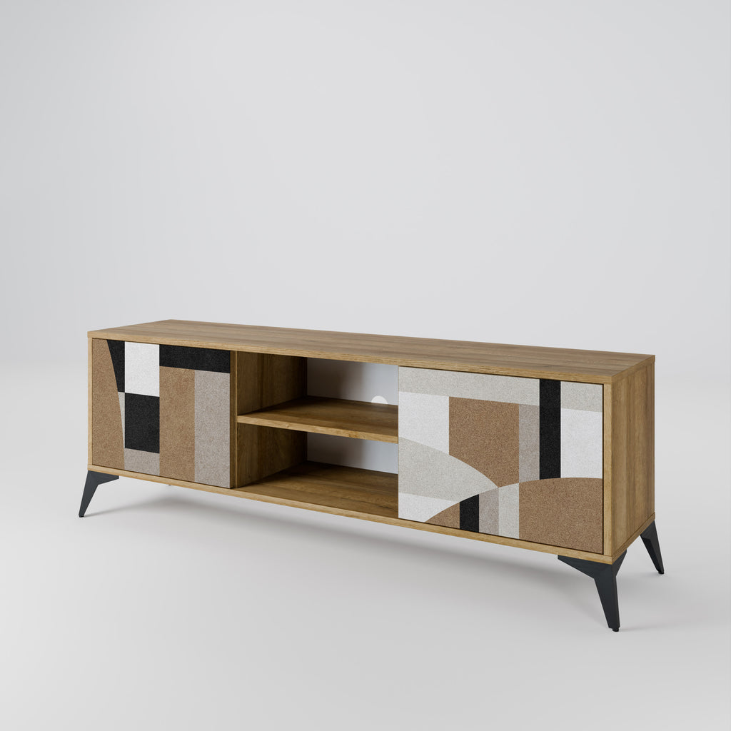 Mueble de TV de 2 puertas DELICATE MEMENTO con efecto roble