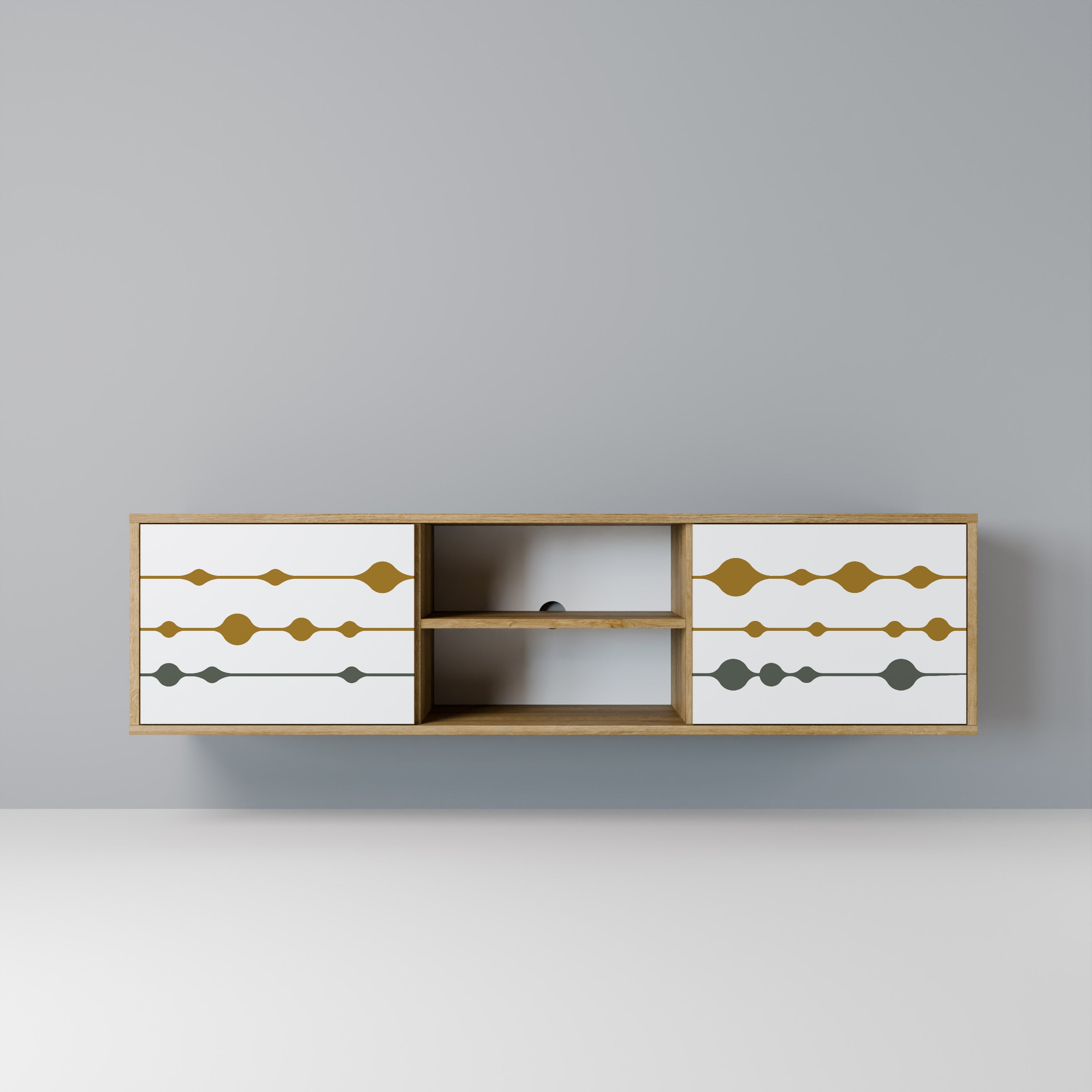 Mueble de TV de 2 puertas VIVID TONE con efecto roble