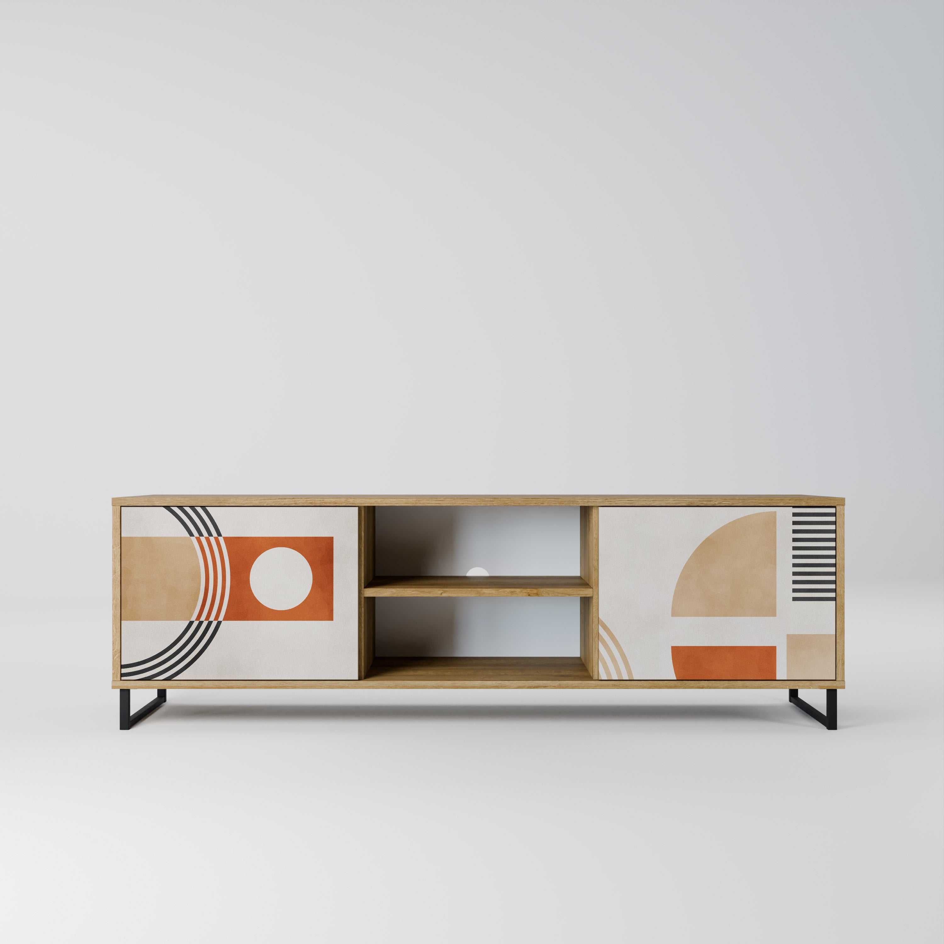 Mueble de TV de 2 puertas SPACE AROUND con efecto roble