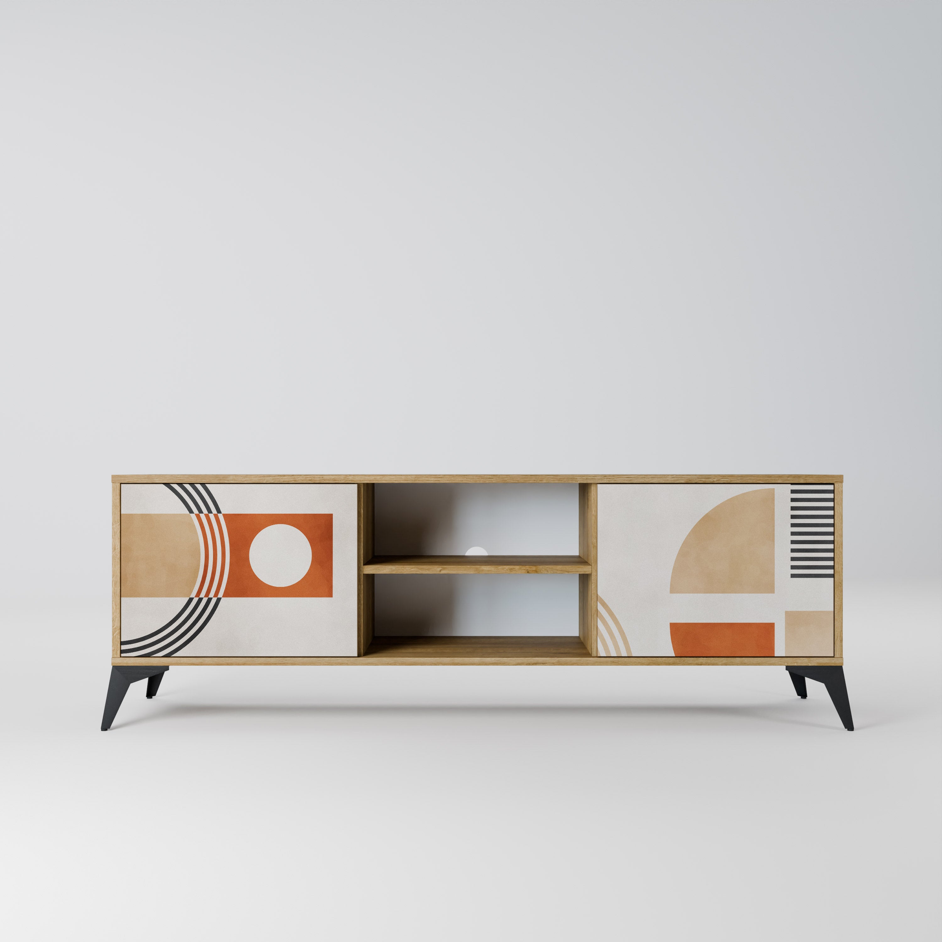 Mueble de TV de 2 puertas SPACE AROUND con efecto roble