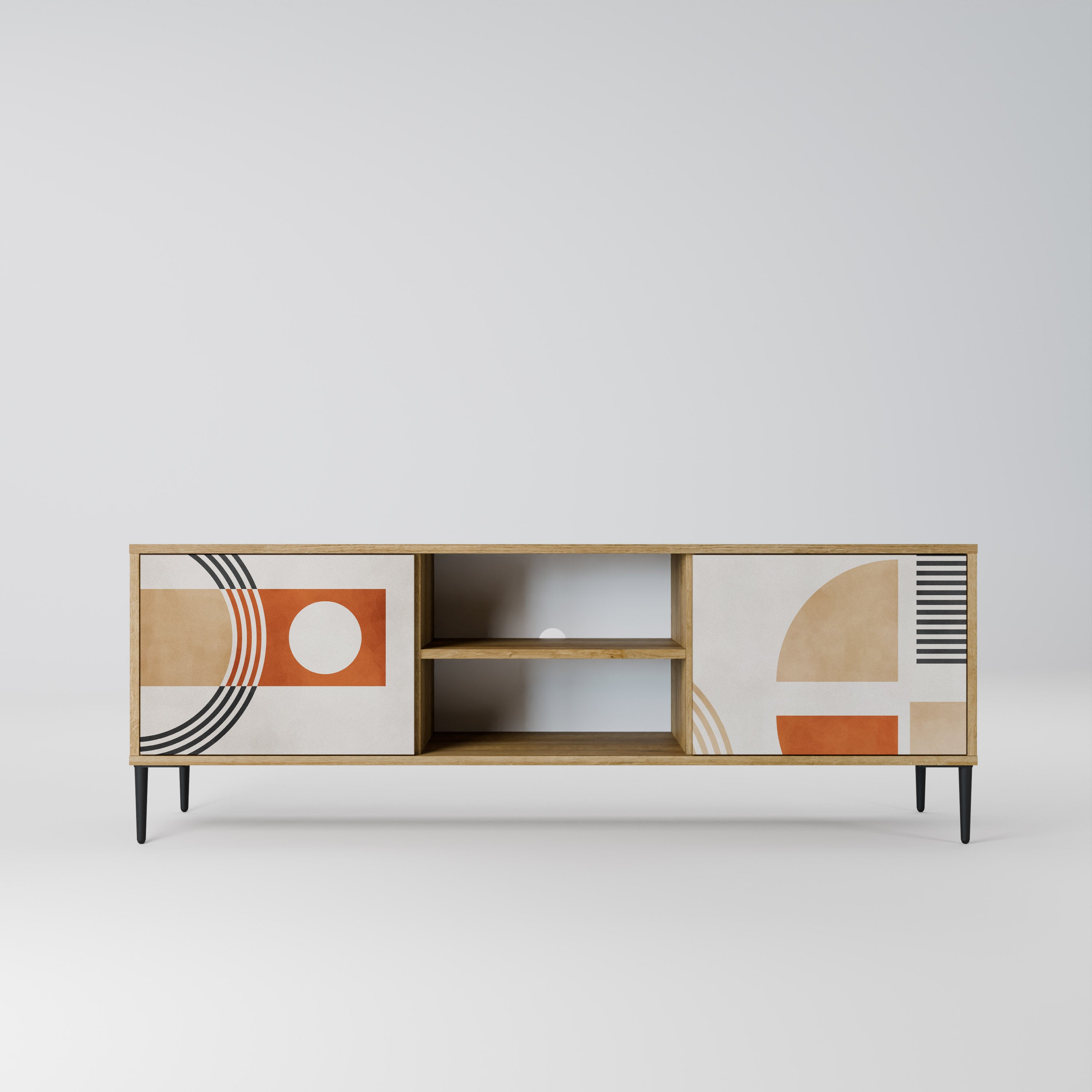 Mueble de TV de 2 puertas SPACE AROUND con efecto roble