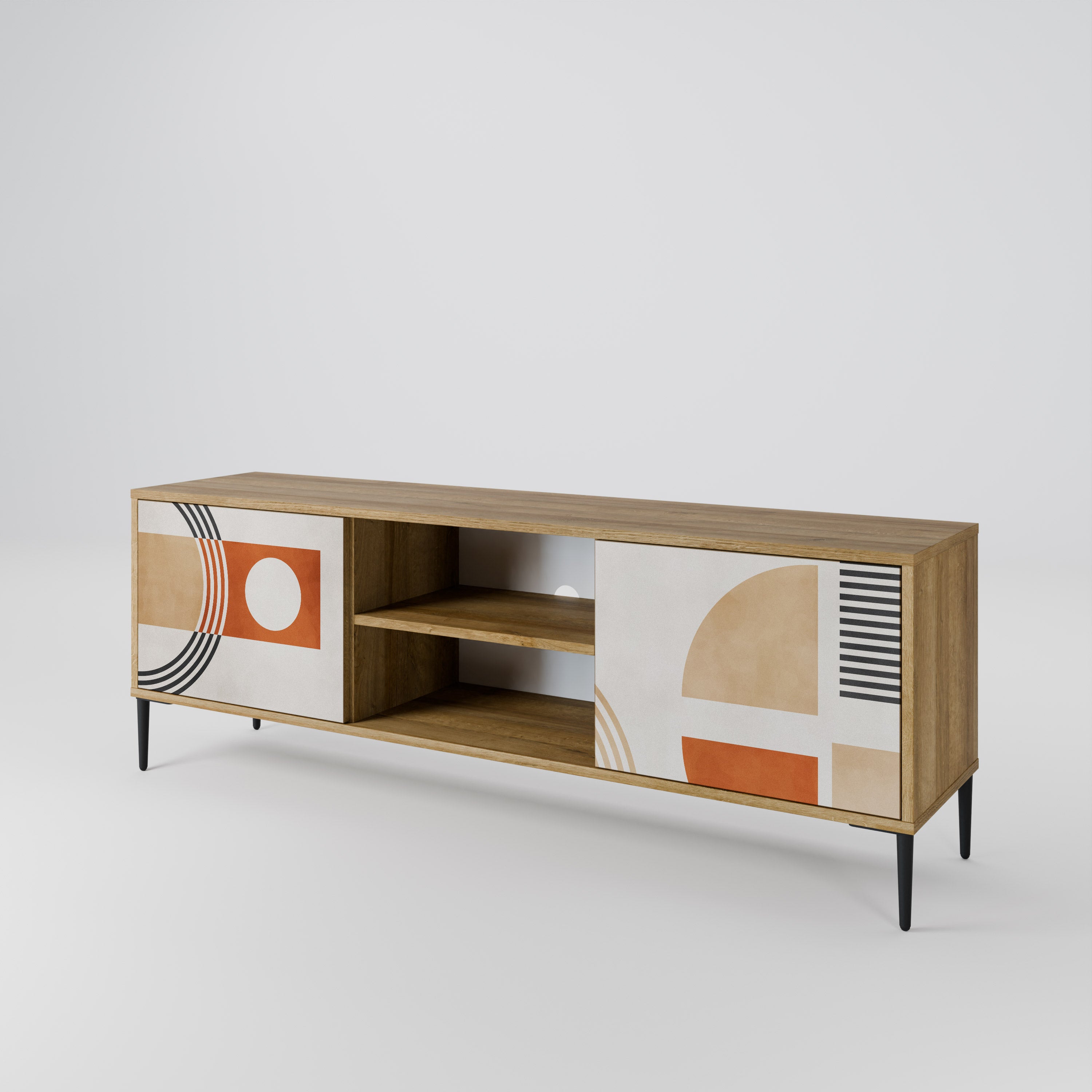 Mueble de TV de 2 puertas SPACE AROUND con efecto roble