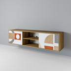 CIRCLE RHYTM Mueble de TV de 2 Puertas en Efecto Roble